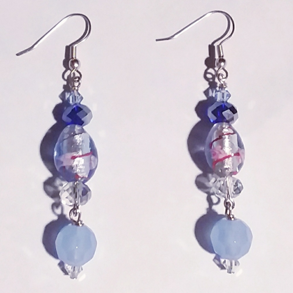 Light Blue Crystal Earrings๐ - Picture 3 of 5